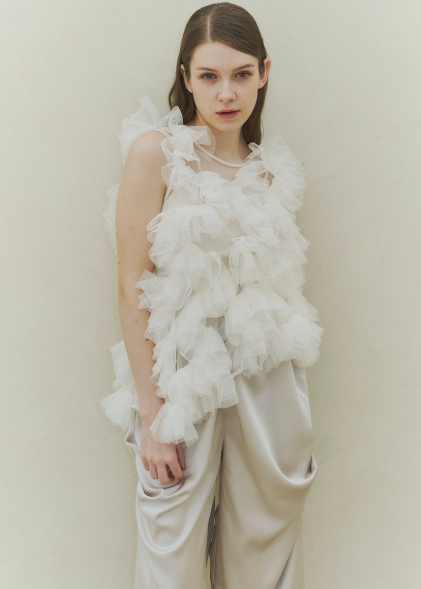 asymmetry tulle tops【予約商品】 – NOTRE émor