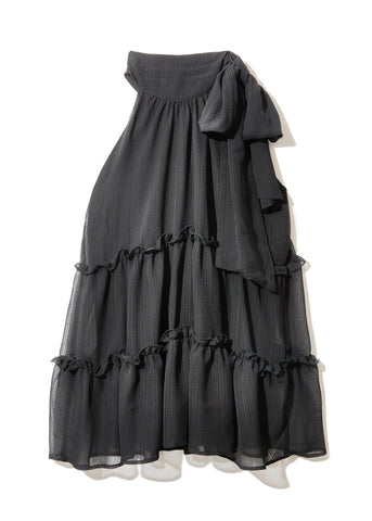 sheer check flare top