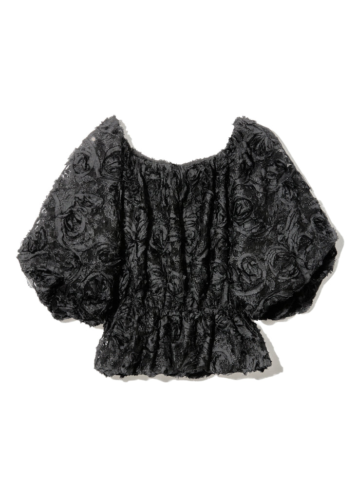 flower jacquard puff sleeve top – NOTRE émor（ノートルエモア）