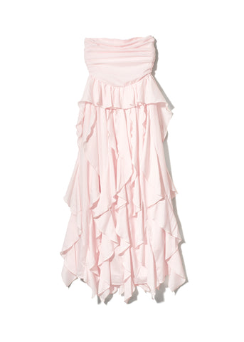 drape ruffle long dress
