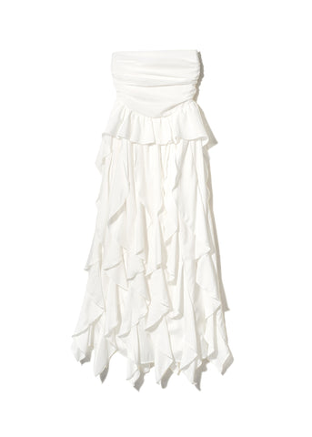 drape ruffle long dress