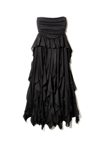drape ruffle long dress
