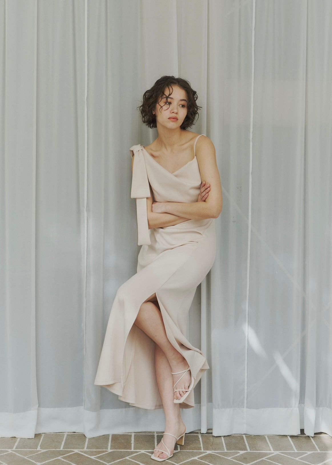ワンピース NOTRE emor ribbon drape camisole dress ribbon drape camisole dress – NOTRE émor