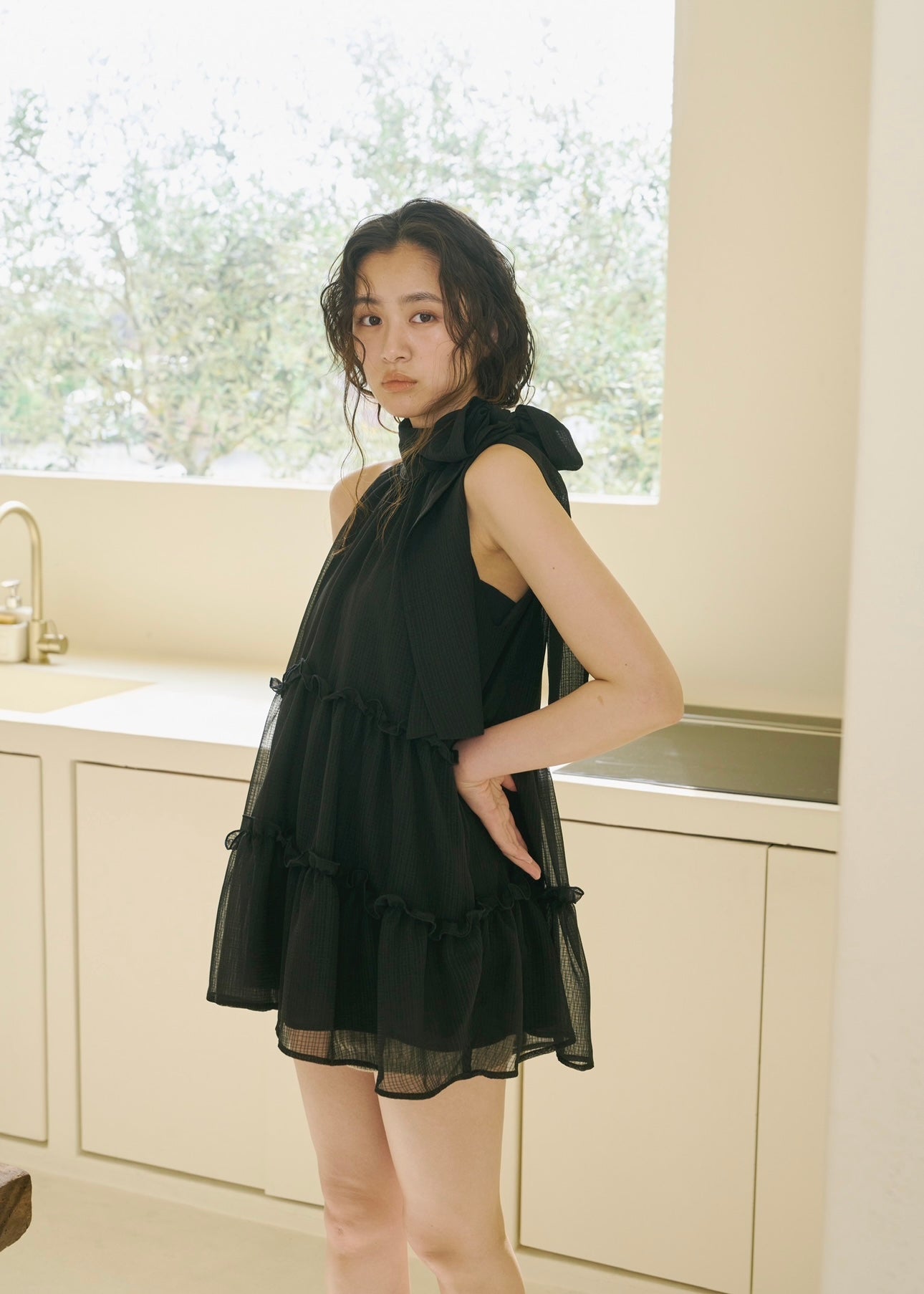 sheer check flare top – NOTRE émor