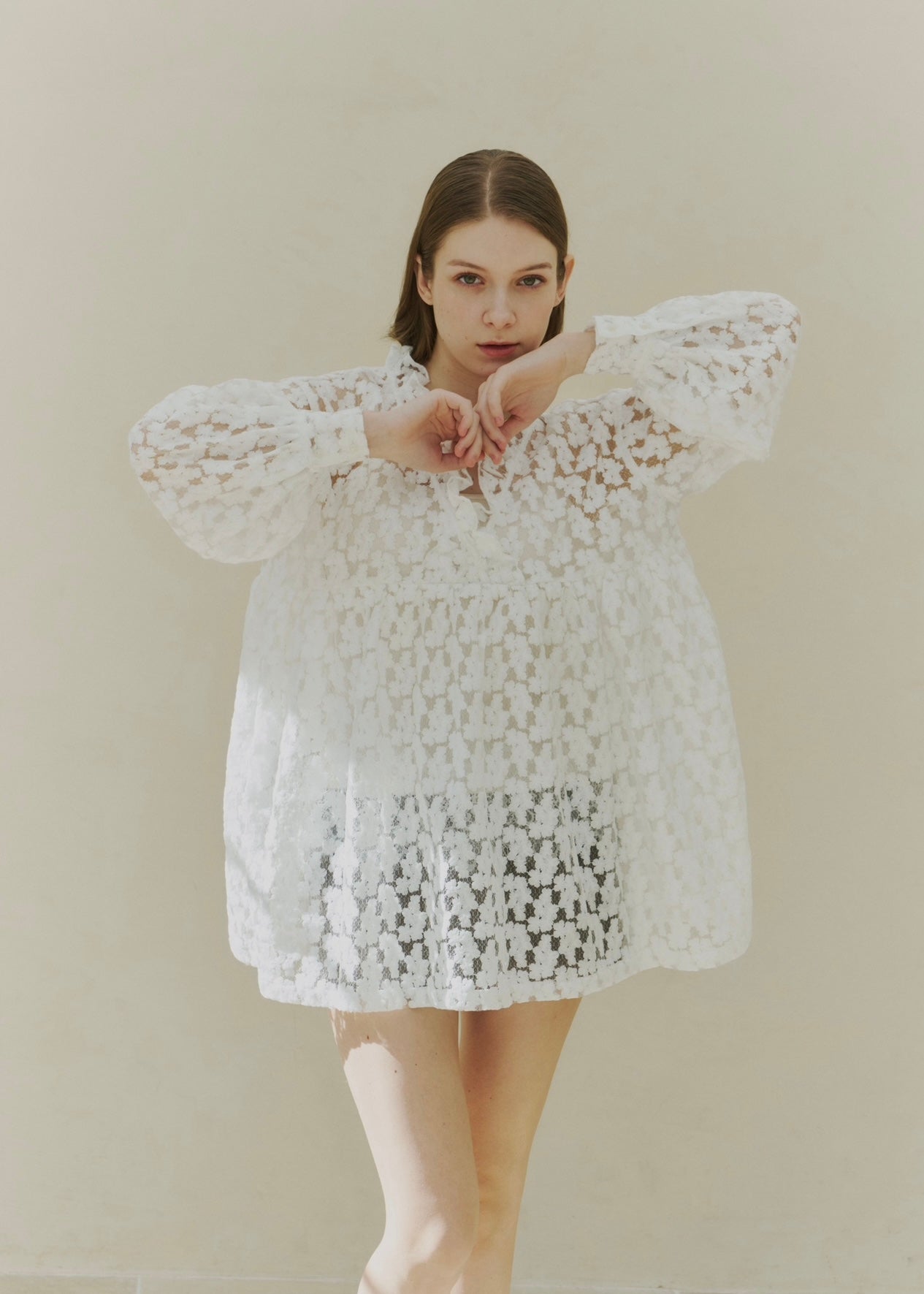 ［本日限り］Flower Jacquard Forme Dress flower jacquard mini dress – NOTRE émor