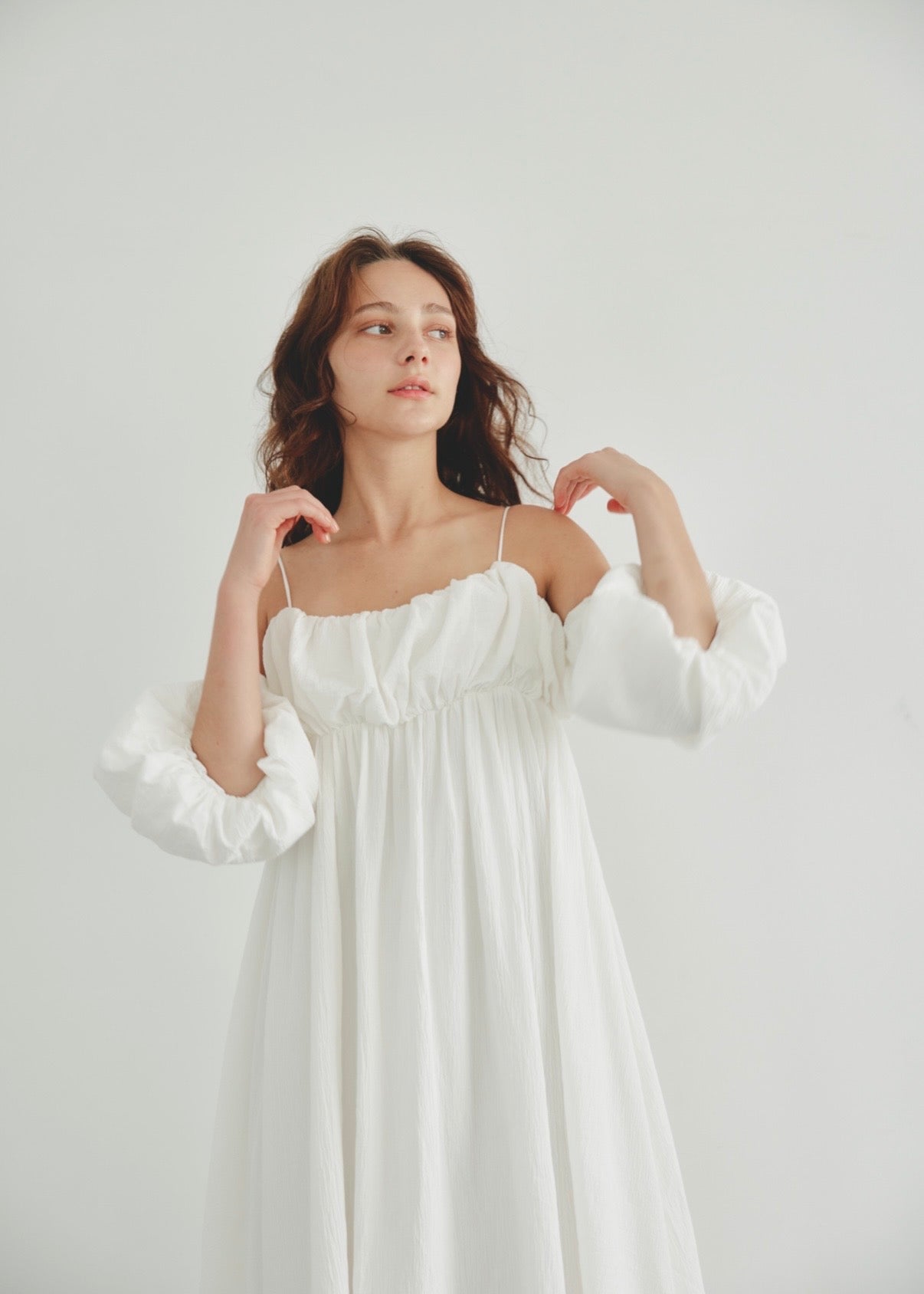2way shirring puff sleeve dress – NOTRE émor（ノートルエモア）