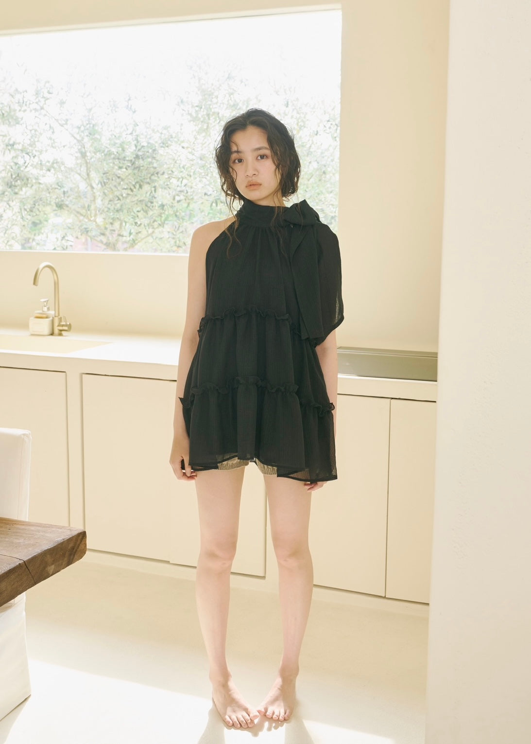 sheer check flare top – NOTRE émor（ノートルエモア）