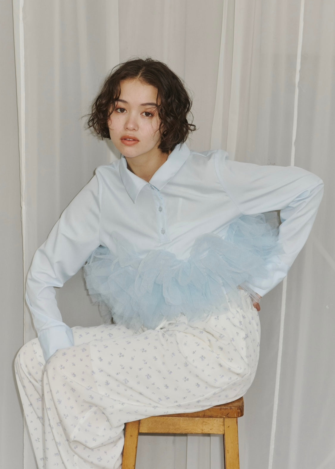 airy tulle peplum blouse – NOTRE émor