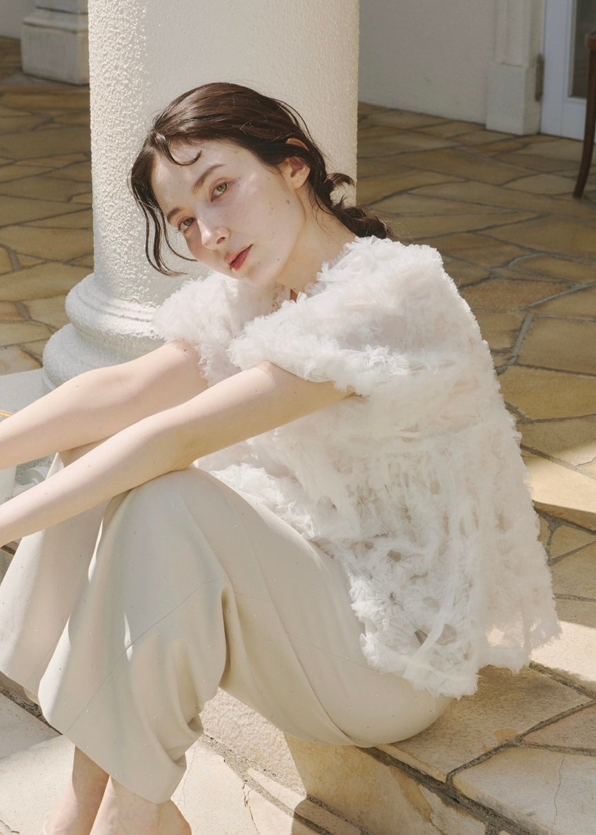 ノートルエモア　flower motif puff sleeve tops flower motif puff sleeve tops – NOTRE émor