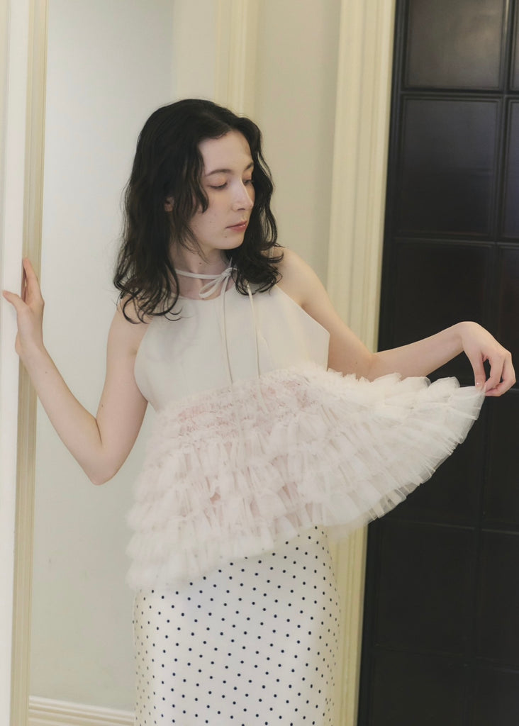NOTRE emor フリル付きホワイトチュールビスチェ tiered tulle bustier – NOTRE émor