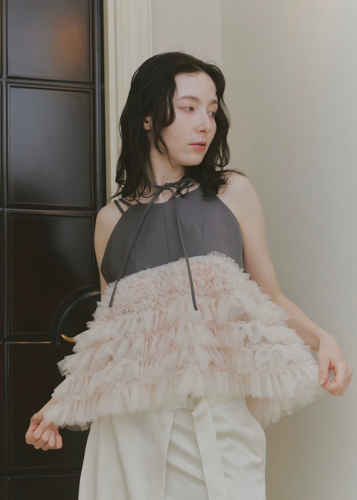 NOTRE emor フリル付きホワイトチュールビスチェ tiered tulle bustier – NOTRE émor