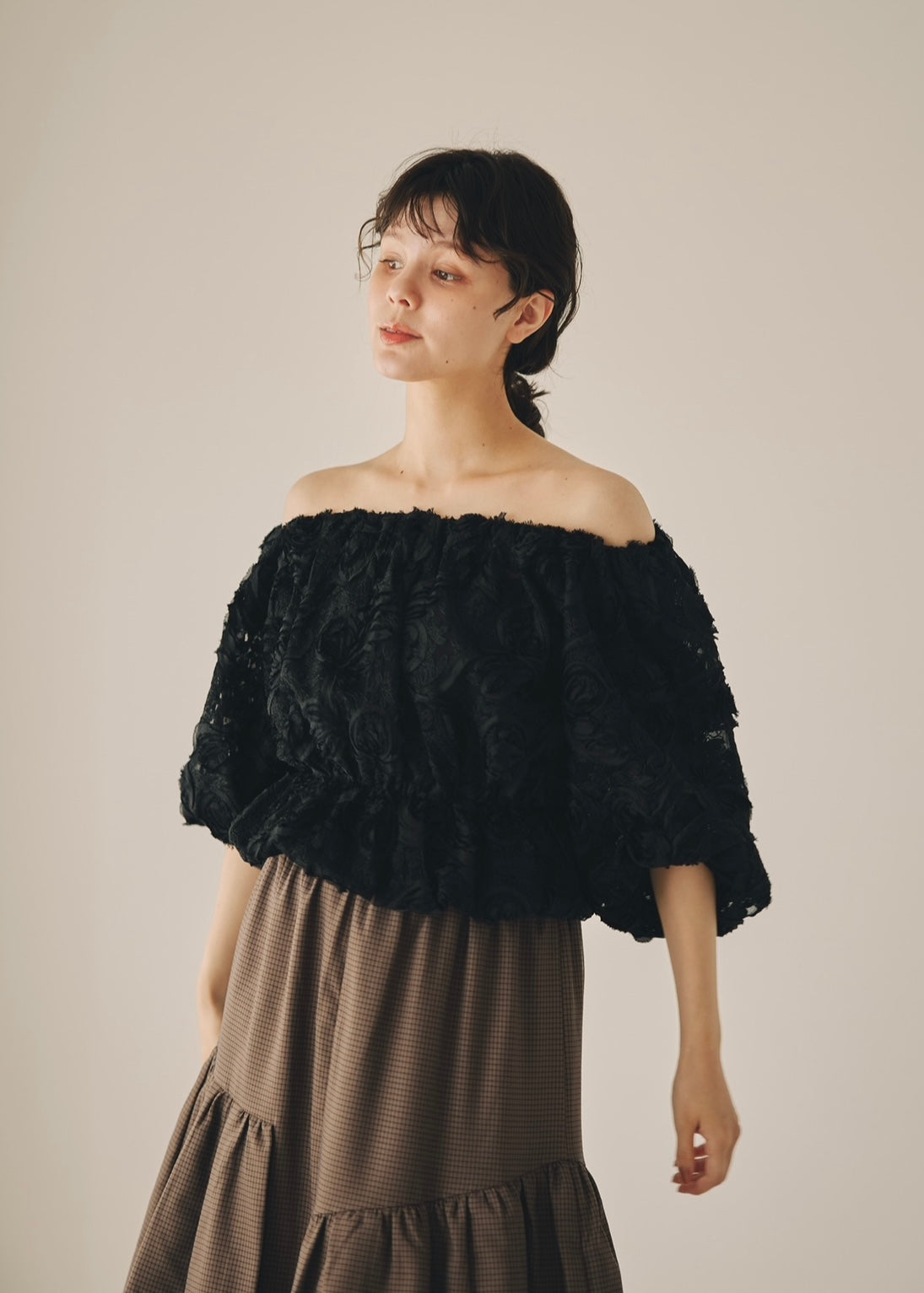 flower jacquard puff sleeve top – NOTRE émor（ノートルエモア）