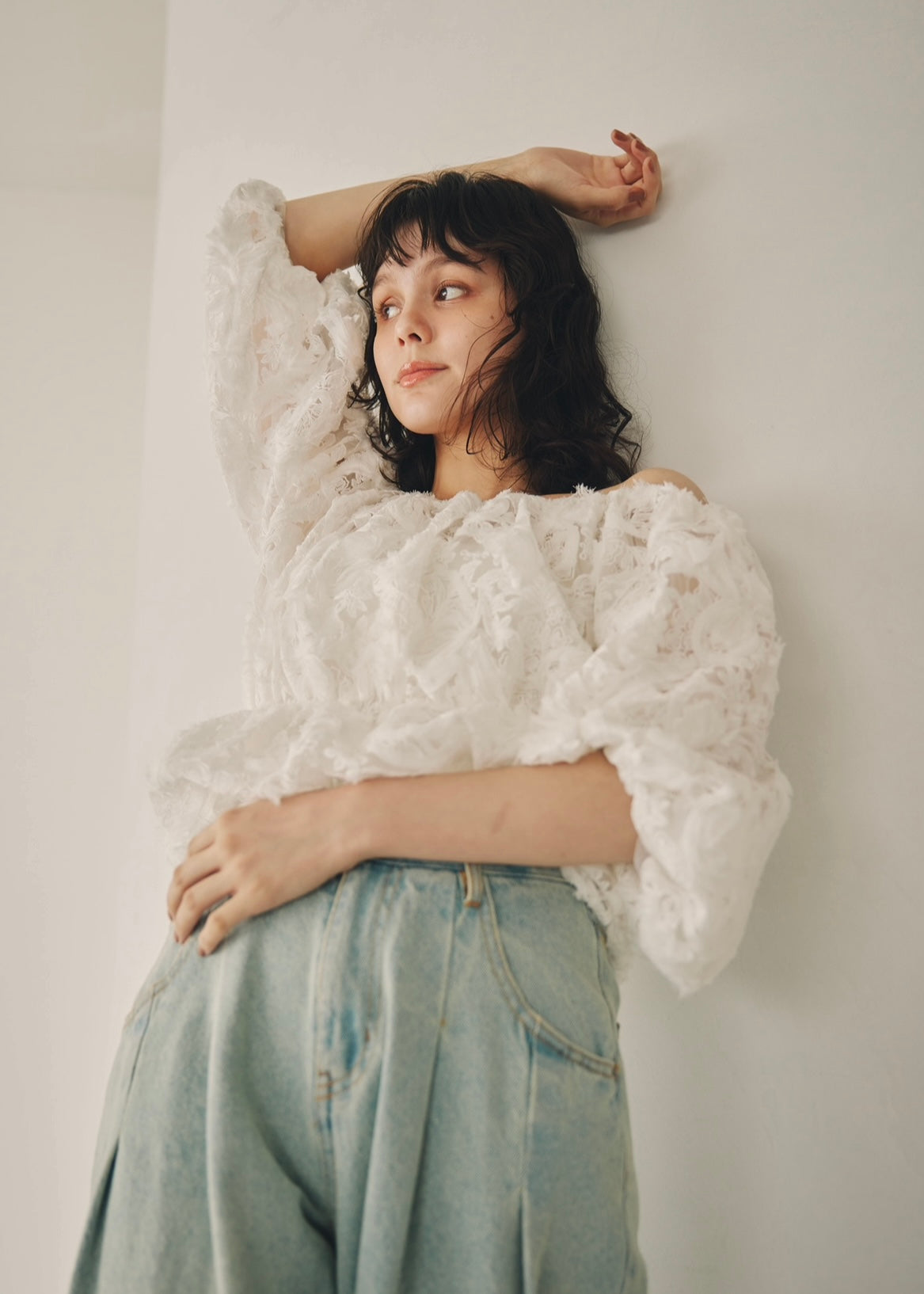 flower jacquard puff sleeve top – NOTRE émor（ノートルエモア）