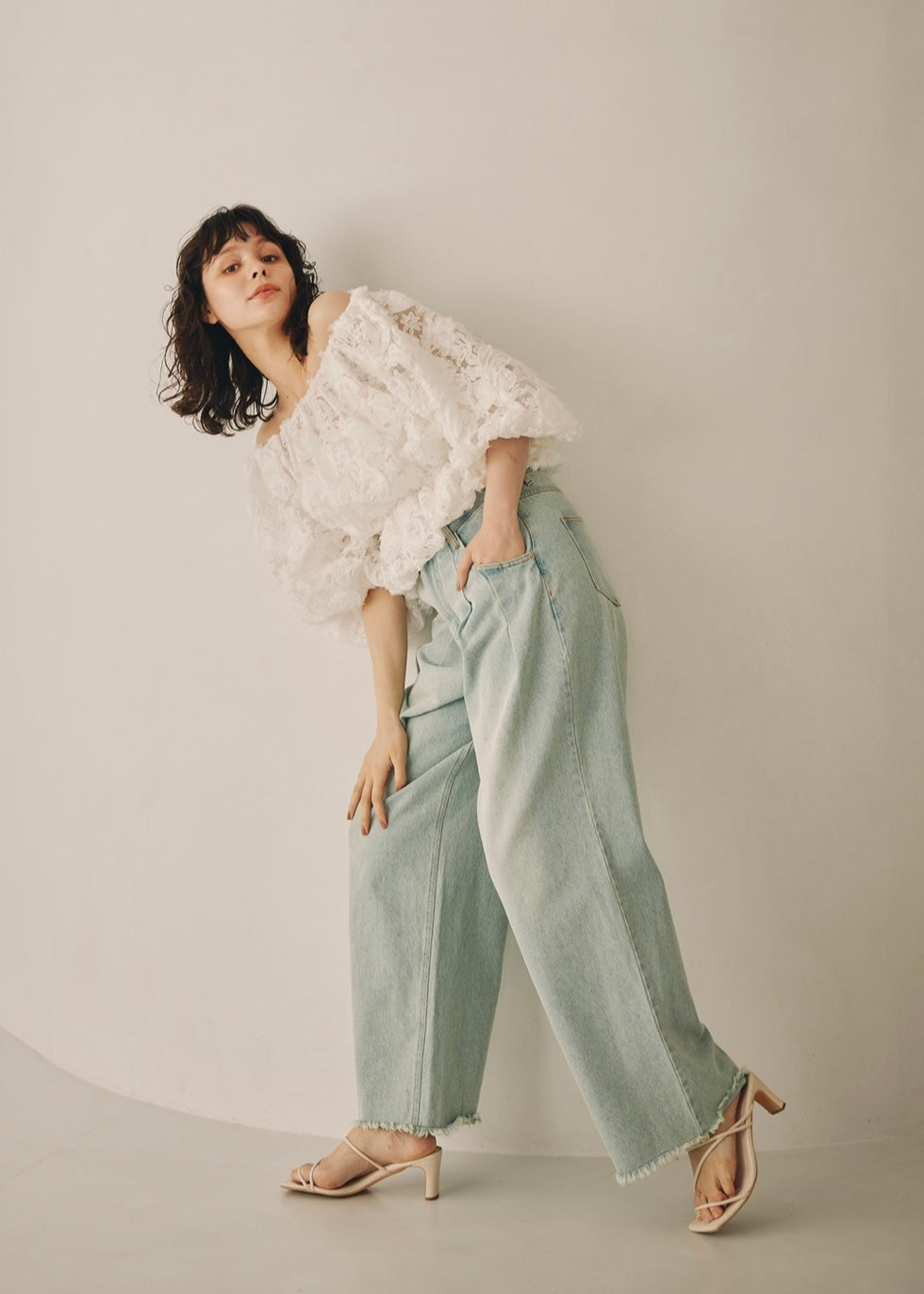 flower jacquard puff sleeve top – NOTRE émor（ノートルエモア）